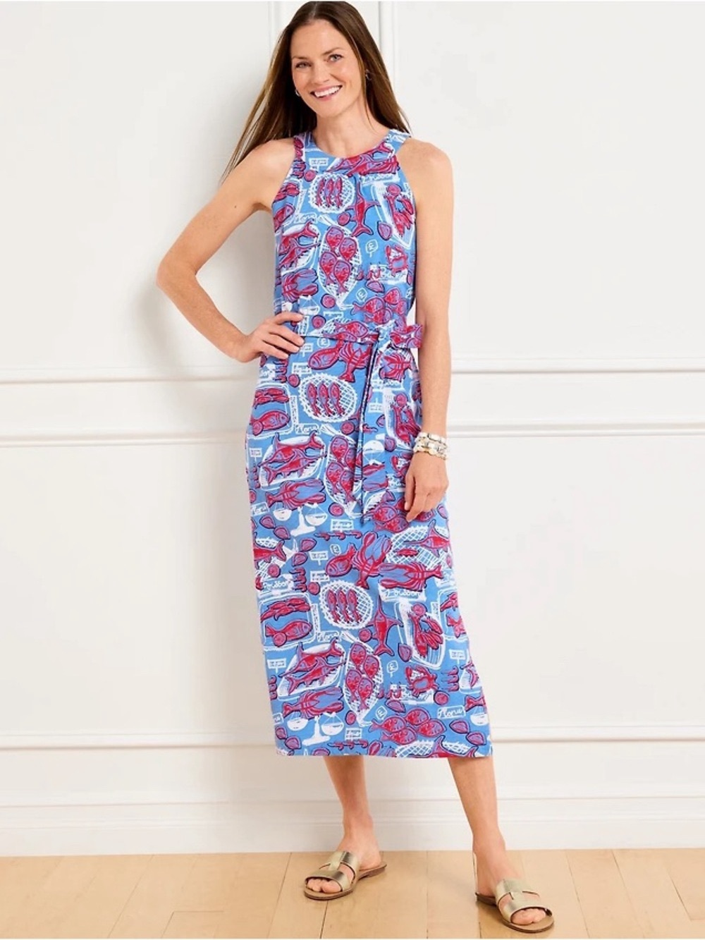 Talbots Nantucket 57938301  fish market Printed Midi Dress size large